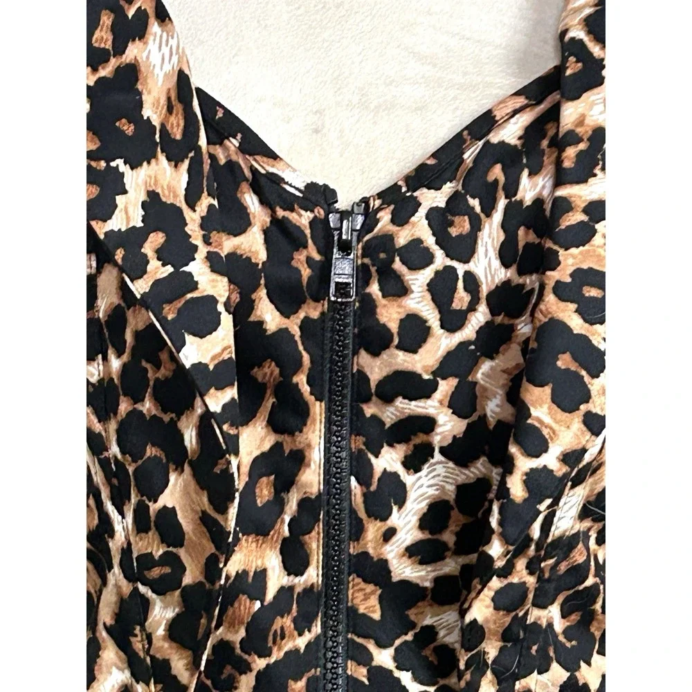 AWESOME Y2K Shirley of Hollywood Leopard Print True Corset Top Boning Zip 38 - Picture 8 of 16